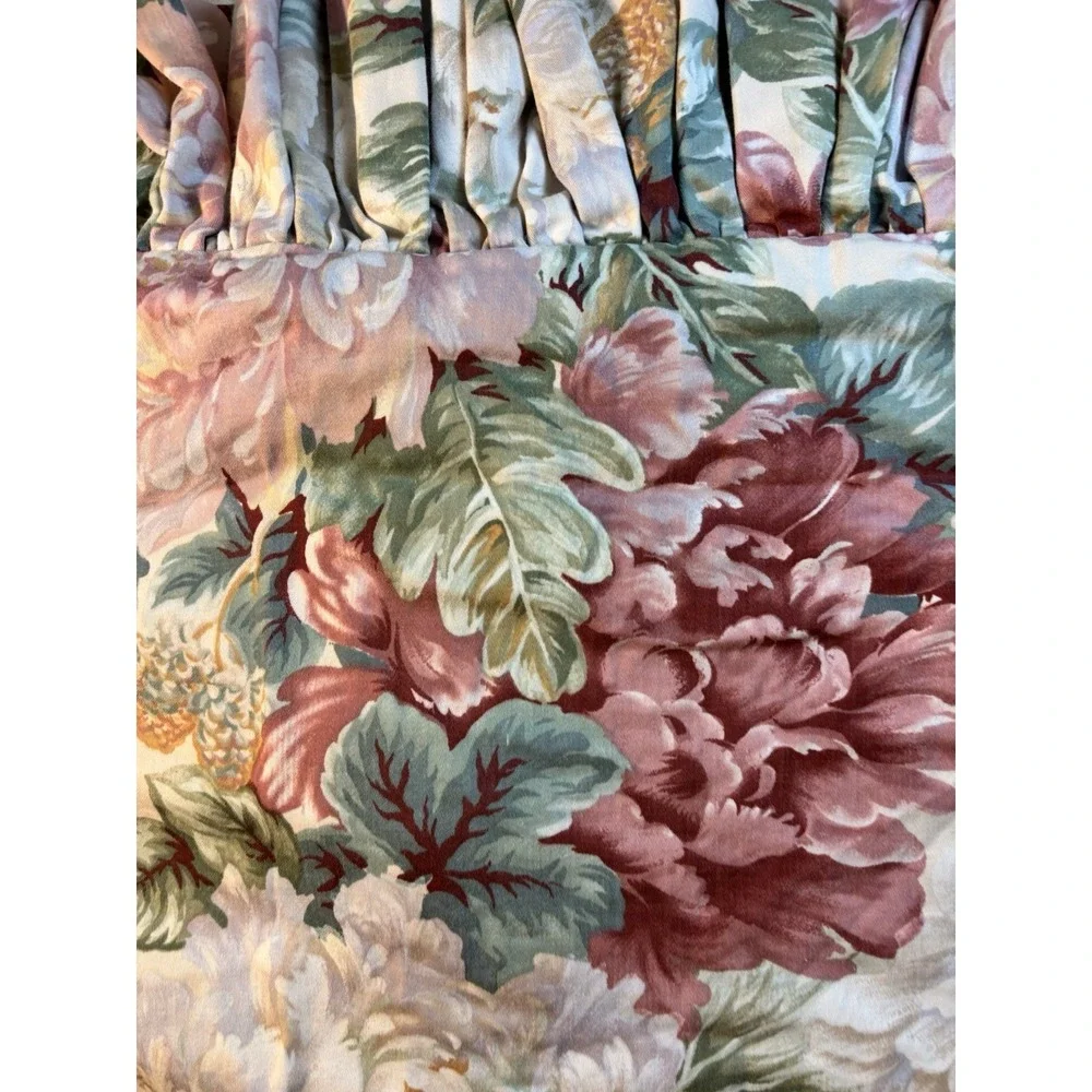 Vintage Waverly Ruffled Pillow Shams Standard 19x26 Multi Rose Floral Set of 2